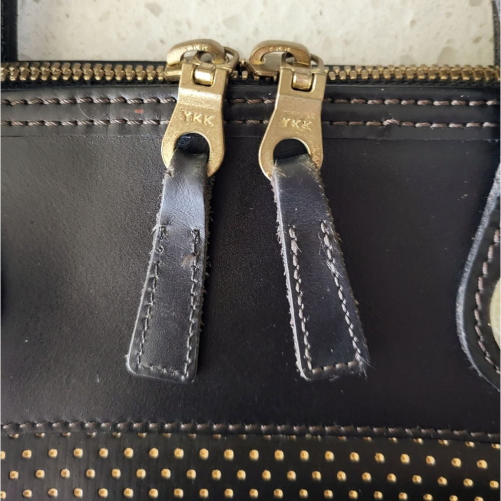 Vintage Dooney & Bourke Black Leather Perforated Cabriolet Satchel Handbag Purse - Picture 3 of 14